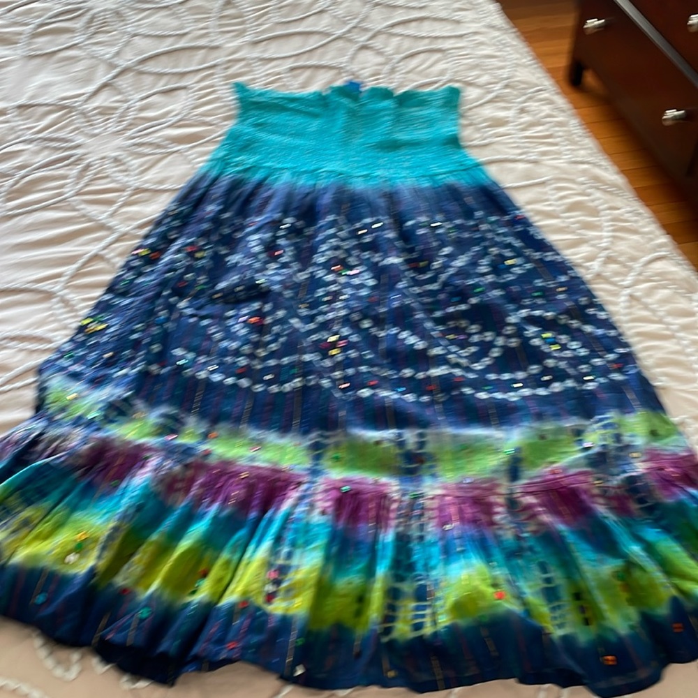 Tie dye strapless dress size M